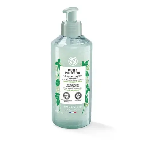Yves rocher Gel nettoyant yves rocher purifiant menthe poivrée bio peaux mixtes à grasses 390ml - Parfum et cosmétiques authentiques en vente chez Choupinette para & parfumerie