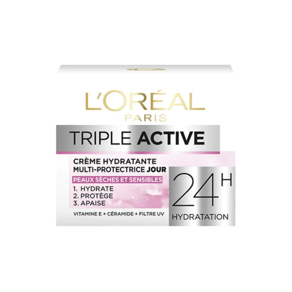 L'oréal Crème l'oréal triple active hydratante multi protectrice jour peaux sèches et sensibles 50ml - Parfum et cosmétiques authentiques en vente chez Choupinette para & parfumerie